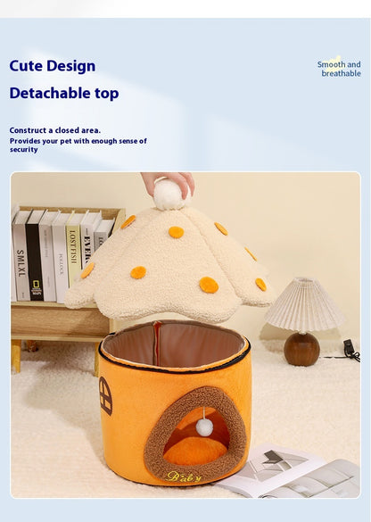 Removable Mushroom House Cat Nest Pet House Puppy