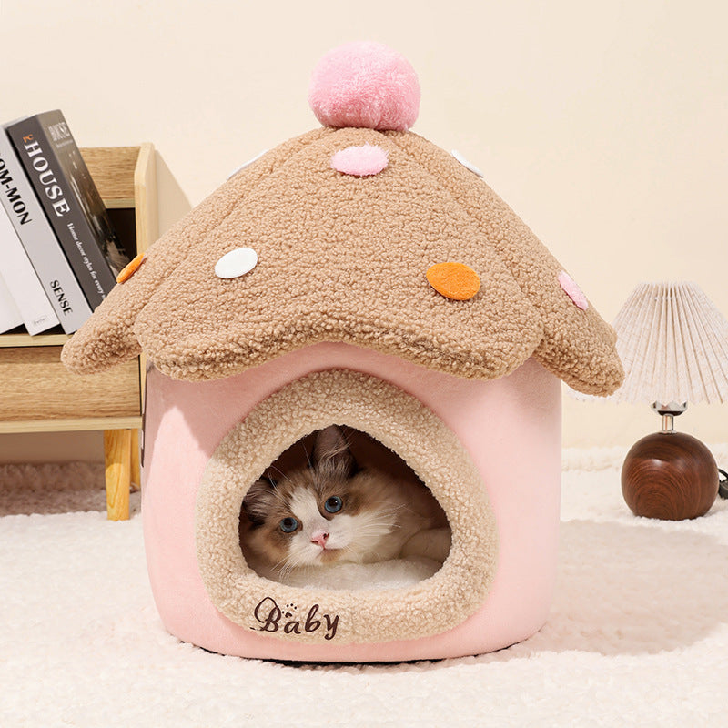 Removable Mushroom House Cat Nest Pet House Puppy