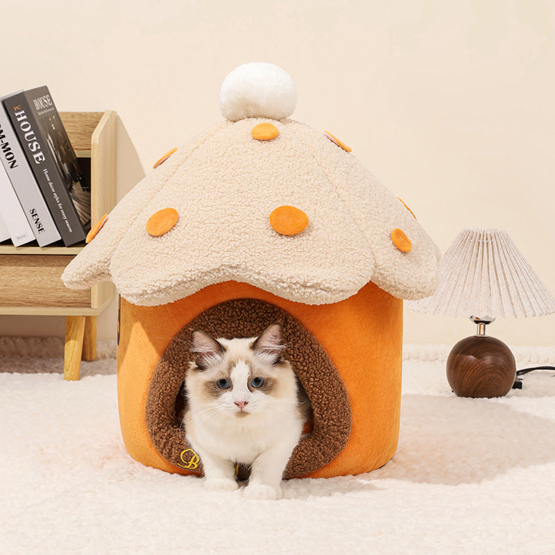 Removable Mushroom House Cat Nest Pet House Puppy