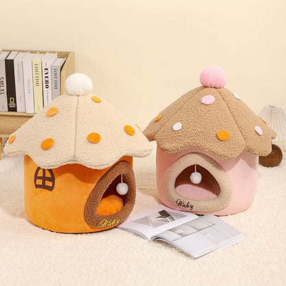 Removable Mushroom House Cat Nest Pet House Puppy